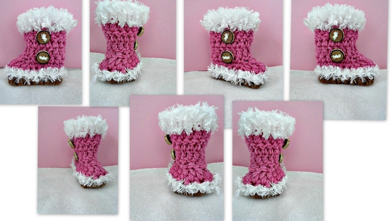 Fluff Cuff baby booties crochet pattern, num. 921, newborn to 12 months, sell your finished booties, instant digital downloads image 3
