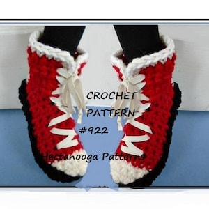 Red Sneaker, Trainer, Slipper, Easy Crochet Patterns, short or tall,  sizes included: toddler, child, teen, adult, men, women, boys, girls,