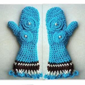 Crochet patterns, mittens FRILLY Edge, GIRLY MITTENS num. 335, any size, baby to adult... Permission to sell your finished mittens image 2