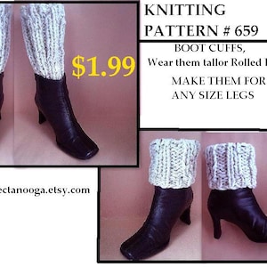 KNIT Boot Cuffs  KNITTING PATTERN, Make Any Size,  women, girls, winter clothing and accessories, legwarmers, boot socks #659