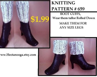 KNIT Boot Cuffs  KNITTING PATTERN, Make Any Size,  women, girls, winter clothing and accessories, legwarmers, boot socks #659