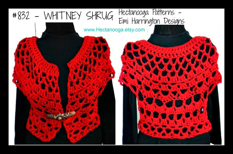 Crochet PATTERN, SHRUG pattern, 832, Whitney Shrug Bolero, Wedding Shrug, sweater, vest, tops, Age 5 to women's XL, girls, clothing, image 5