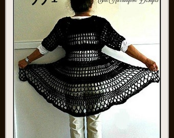 Long Black Vest- Crochet PATTERN, Vest pattern for women, teens, Chest 30-60 inch, Oversize, shrug cardigan sweater shawl,#994