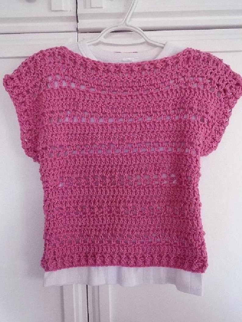 Easy CROCHET SWEATER PATTERN, Pink Summer Shell Top, 5 yrs to Adult 4XL, Easy Pattern, 803, Women's clothing, Children, girls, teens image 5