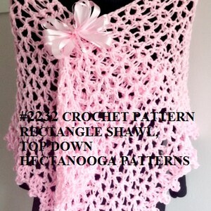 Easy CROCHET SHAWL PATTERN, Top Down Rectangle, Easy shawl, Prayer Shawl, Crochet for women, 2232yt image 3