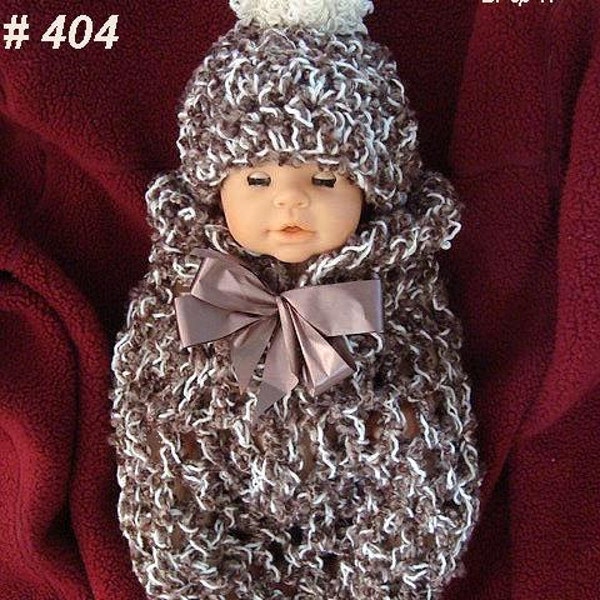 Baby Crochet Pattern, #404, Swaddler and hat, baby set, cocoon, photo prop, baby wrap, pdf, Permission to sell your finished items,