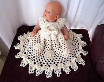 CROCHET PATTERN, Baby Dress - Girl's Dress- Christening Gown - ruffled bottom- newborn to age 6 - number 771