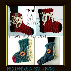 knitting PATTERN slippers, KNIT slippers pattern, for men, women, kids, slippers knitting pattern, beginner friendly, Knit flat,  #855