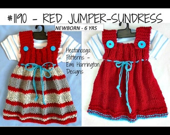 BABY KNIT DRESS, children's knit dress, Easy knitting pattern, beginner level, #1190, Hectanooga Patterns