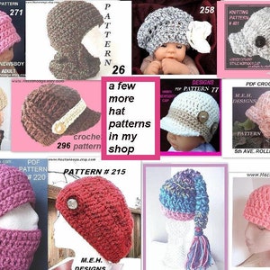Crochet Hat PATTERN, Baby Newsboy Hat Crochet Pattern, Instant Download PDF 77, Newborn to Adult Photo Prop Pattern image 4