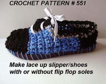 Crochet pattern slippers women size 5 to 11, pdf pattern, blue laced up shoes