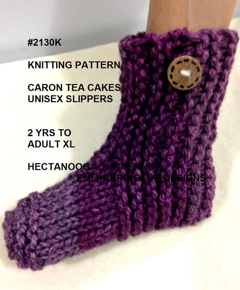 KNITTING PATTERNS, Unisex Knit Slippers, Knitted Slippers, Child, Teen ...