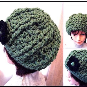 CROCHET HAT pattern, EASY cable stitch hat, children, adult, women, chunky style,  num. 473, accessories, clothing, cloche, winter beanie