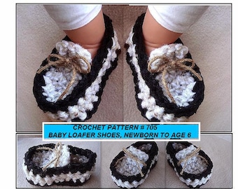 CROCHET Baby Loafers Booties, Crochet PATTERN, make any size from newborn to 6 years, pdf digital download # 705, infant, toddler, children