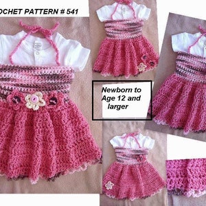 CROCHET PATTERN, Baby Dress, Girls Dress, newborn to age 12 and larger, Tube Top Dress, number 541 image 2