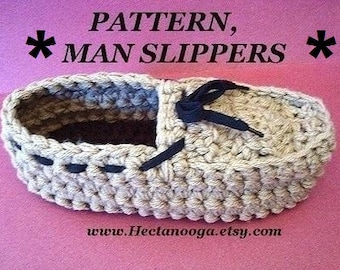 Easy crochet slippers PATTERN, Men's slippers, moccasins,  #173 - MAN SLIPPERS, gift for him, Christmas gift, birthday gift, guy gift,