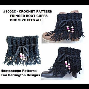 CROCHET PATTERN, fringed boot cuffs, crochet for women, teen accessory, winter clothing, gift for her, #1002BC