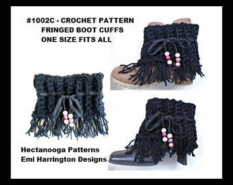 CROCHET PATTERN, fringed boot cuffs, crochet for women, teen accessory, winter clothing, gift for her, #1002BC