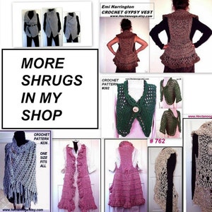 Easy Poncho Cape, Crochet PATTERNs, shawl, shrug, 735 Make it any length, All women's sizes: s, m, l, xl, 2x., 3xl, 4xl image 6