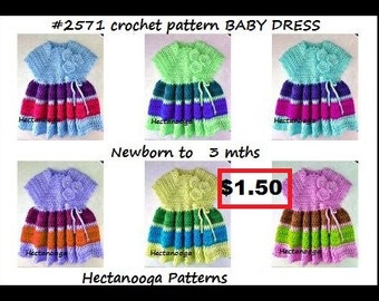 Easy CROCHET Baby Dress PATTERN,  Girl's Dress, Patterns for kids, babies, newborn- 3 months , #2571 MARINGA Baby dress