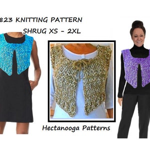 Easy SHRUG KNITTING PATTERN, Instant download pattern, Size Xs to 2XL, Chunky knitted shrug, #823, Girl's and Women's Easy Summer shrug vest