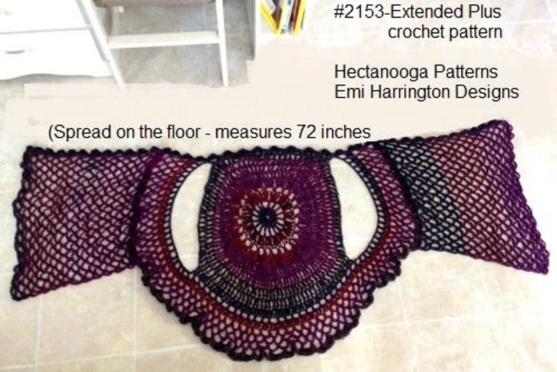 CROCHET PATTERN Extended Plus Clothing, Women's vest, in 3X, 4X, 5X, and 6X sizes, Mandala Bohemian Vest, 2153XP, Hectanooga Patterns image 6