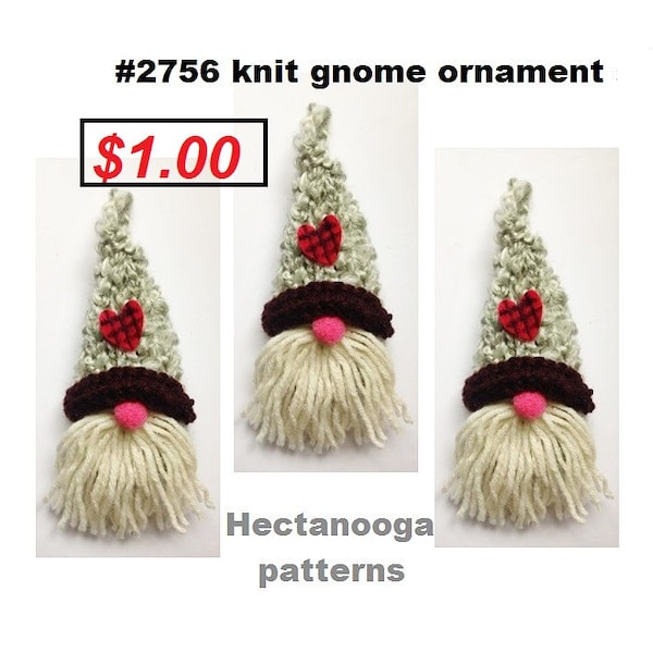 knitting pattern, KNIT GNOME CHRISTMAS Ornament, Holiday Decor, Christmas Decorations, #2757