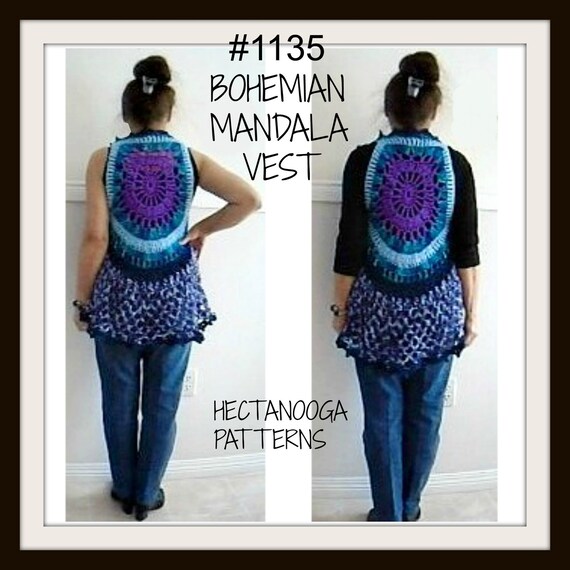 CROCHET VEST PATTERN Mandala Vest Bohemian Vest Sweater Adult Small 30 38 Chest 1135 Women and Teens Clothing Crochet Supplies Etsy