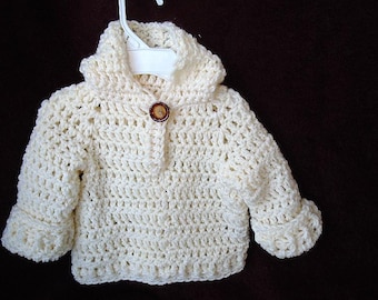 Baby Crochet Pattern, Unisex Pullover Hoodie Jacket , children, Newborn to 6 Yrs, childrens clothing, num 773