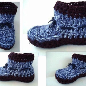 Crochet PATTERN, Unisex Short Boot Style Slippers, men, women, Adult S size 5 to XLarge size 13, num. 604 image 2