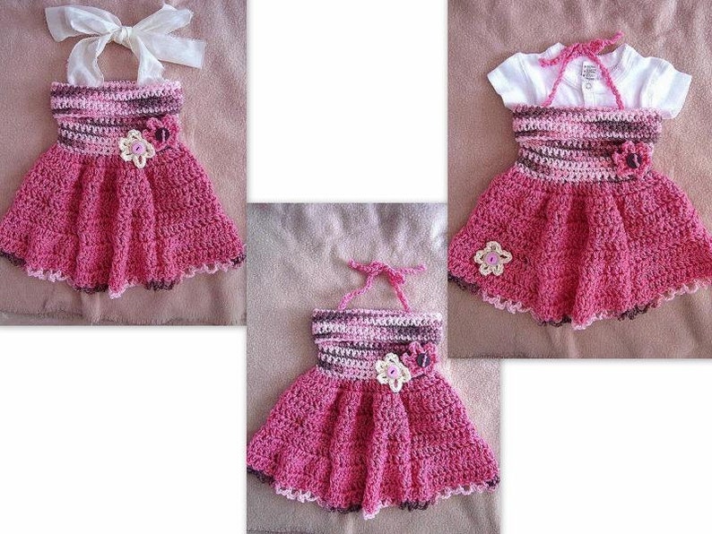 CROCHET PATTERN, Baby Dress, Girls Dress, newborn to age 12 and larger, Tube Top Dress, number 541 image 3