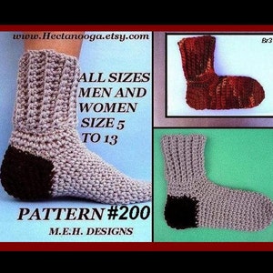 Crochet Socks Pattern, For Men or Women, Sizes: women size 5 and up, men up to size 13., #200, instant download free  shipping pdf file