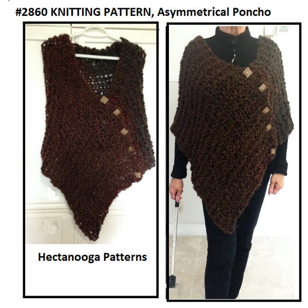 knit poncho pattern, knitting patterns, beginner friendly, Small to XL, Easy pattern, #2860