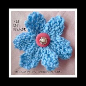KNITTING PATTERN,  flower, 5 or 6 petal flower, easy beginner level, #1151