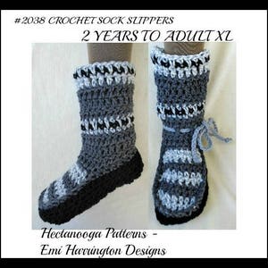 Patrón de pantuflas de crochet, patrón de pantuflas de crochet, para niños pequeños, adolescentes, adultos, de 2 años a adultos XL, regalo para él, ella, niños, estilo unisex, #2038