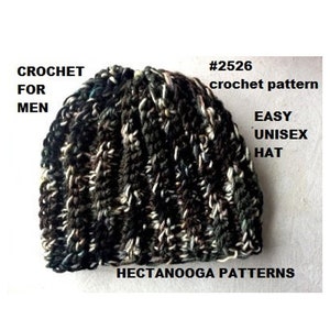 Easy Crochet  HAT Pattern  FOR MEN, Hat crochet pattern, Easy Unisex Hat, #2526