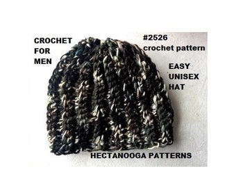 Easy Crochet  HAT Pattern  FOR MEN, Hat crochet pattern, Easy Unisex Hat, #2526