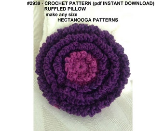 CROCHET PATTERNS, Ruffled pillow cover, bed cushion, chair throw pillow, easy crochet pattern, #2939, hectanooga patterns, home decor,