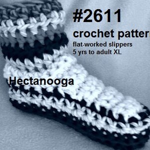 Crochet Slippers Pattern, Flat worked slippers, crochet for women, men, teens, adults, kids, video demo available, chunky crochet 2611 image 3