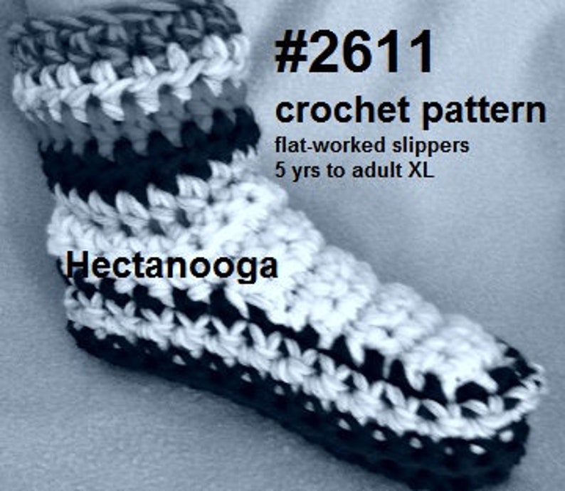 Crochet Slippers Pattern, Flat worked slippers, crochet for women, men, teens, adults, kids, video demo available, chunky crochet 2611 image 3