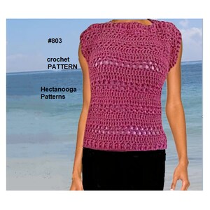 Easy CROCHET SWEATER PATTERN, Pink Summer Shell Top, 5 yrs to Adult 4XL, Easy Pattern, 803, Women's clothing, Children, girls, teens image 2