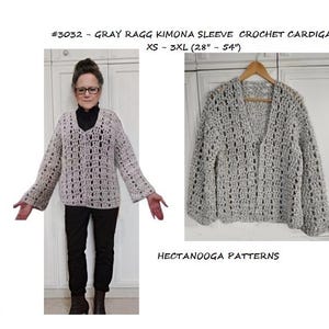 CROCHET SWEATER PATTERN, Boxy Kimono Sleeve Cardigan Sweater, women&#39;s clothing, easy beginner pattern, with video, #3032,
