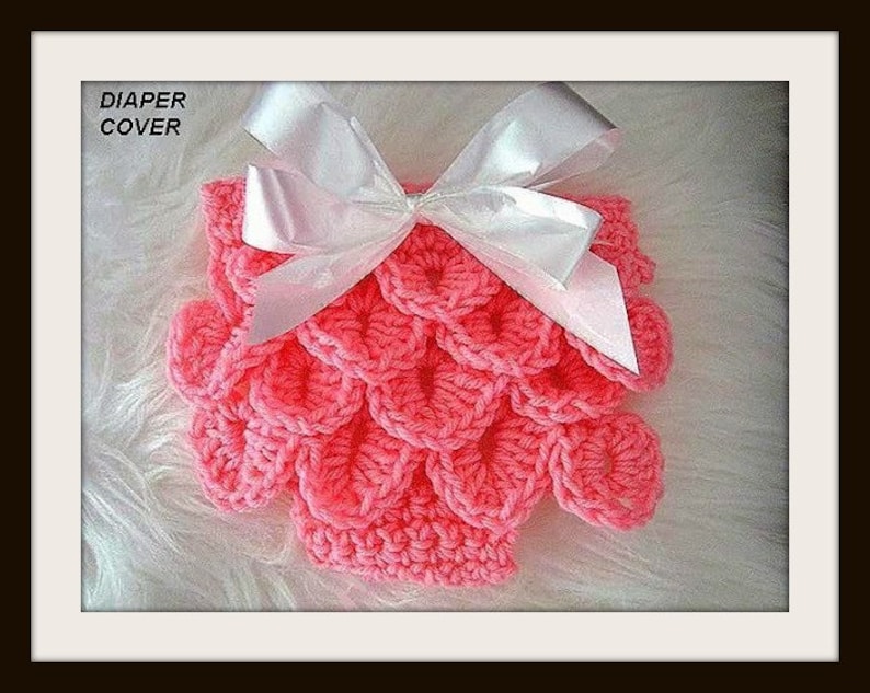 Baby CROCHET PATTERNs Diaper Cover , 416, Crocodile Stitch, tushie cover, nappy cover... newborn to 12 months image 1