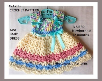 Easy BABY DRESS, Crochet PATTERN, Easy  pattern, newborn up to 12 months, #2479, Baby Shower Gift, New baby gift, Sundress,Pinafore, Jumper