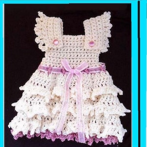 PATRÓN CROCHET, Vestido de niña a crochet, Vestido bebe, Recién nacida a 10 años, Falda con volantes, Patrón Fácil, #776, Vestido de fiesta elegante