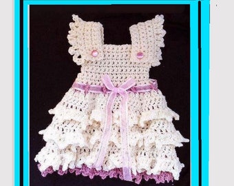 CROCHET PATTERN, Girl's Crochet Dress, Baby Dress, Newborn to 10 years, Ruffled Skirt, Easy Pattern, #776, Fancy party dress