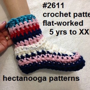 Crochet Slippers Pattern, Flat Worked Slippers, Crochet for Women, Men ...