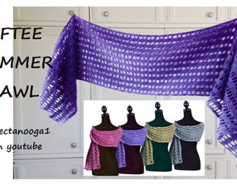 Haakpatroon ZOMERRECHTHOEKIGE SJAAL, Easy One Row Repeat, maak elke maat, gebruik garen en haaknaald van elk formaat