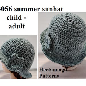 CROCHET SUNHAT PATTERN, Summer Cotton Cloche Bucket hat, baby to adult sizes, easy pattern with video, #3056
