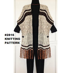KNITTING PATTERNS, Knit Ruana shawl, poncho, cape, wrap, Reena Ruana, Sizes S to 5XL included, #2816, easy flat knit pattern, women clothing